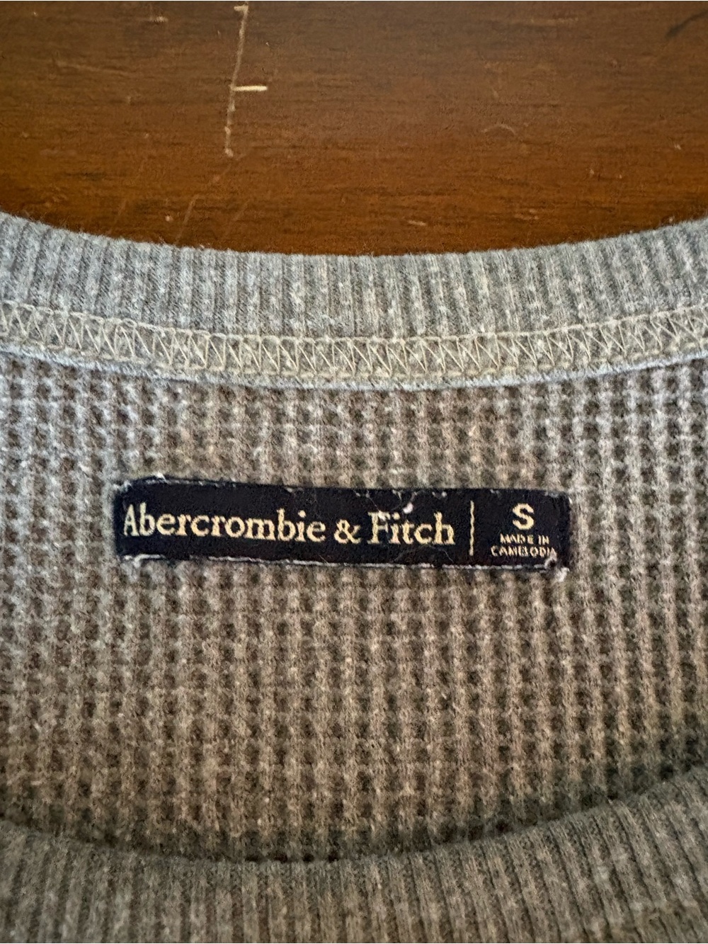 Abercrombie & Fitch Light Gray Waffle Knit Crewneck Sweater cotton blend S - Picture 6 of 8